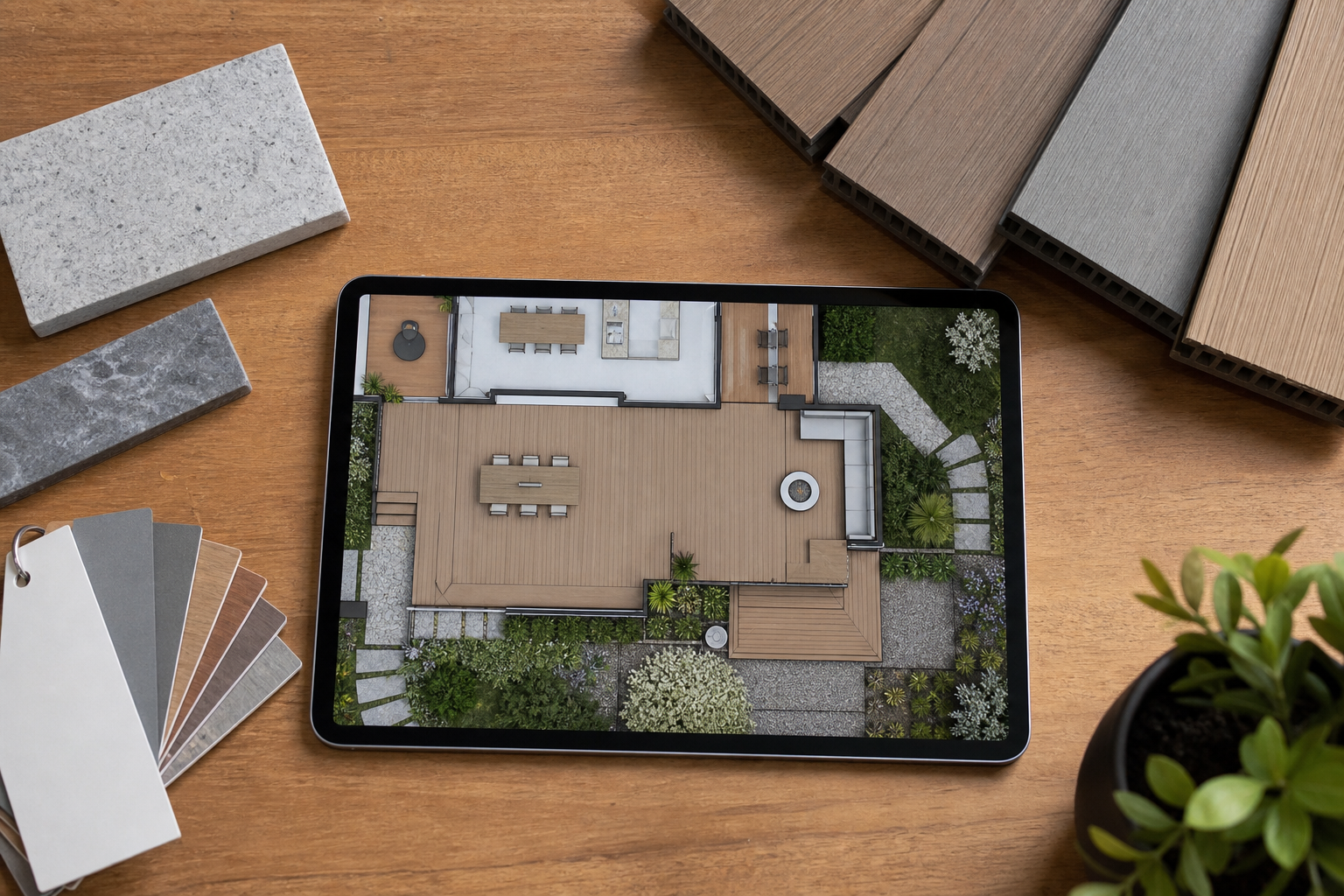 Design consultation with layout and material samples
